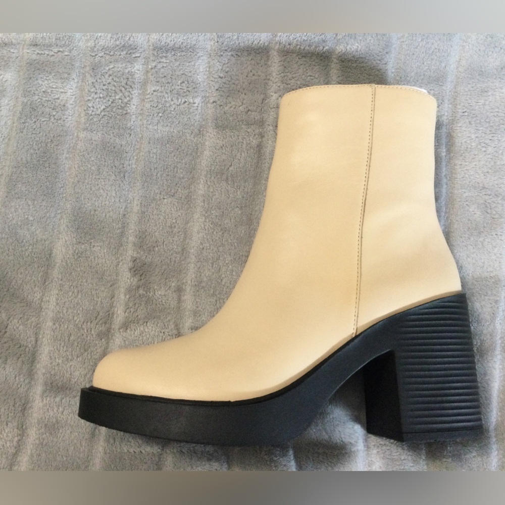 Lisa Vicky Beige Platform Healed Calf Boots Size 6.5 - Picture 11 of 12